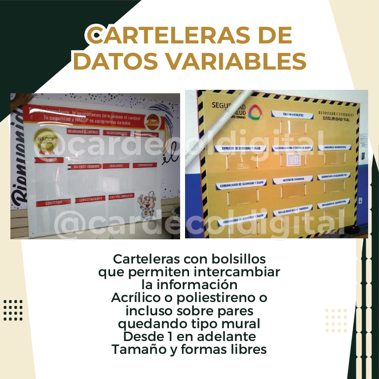 Carteleras Con Bolsillos Para Datos Variables - Imagen 2