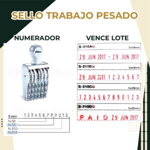 SELLO NUMERADOR, DE VENCE Y LOTE